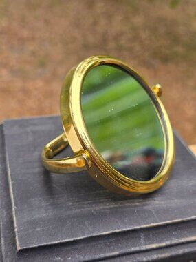 Vintage 1960's Irving W. Rice & Co., Inc. MCM Gold Tone Compact Mirror w/ Stand